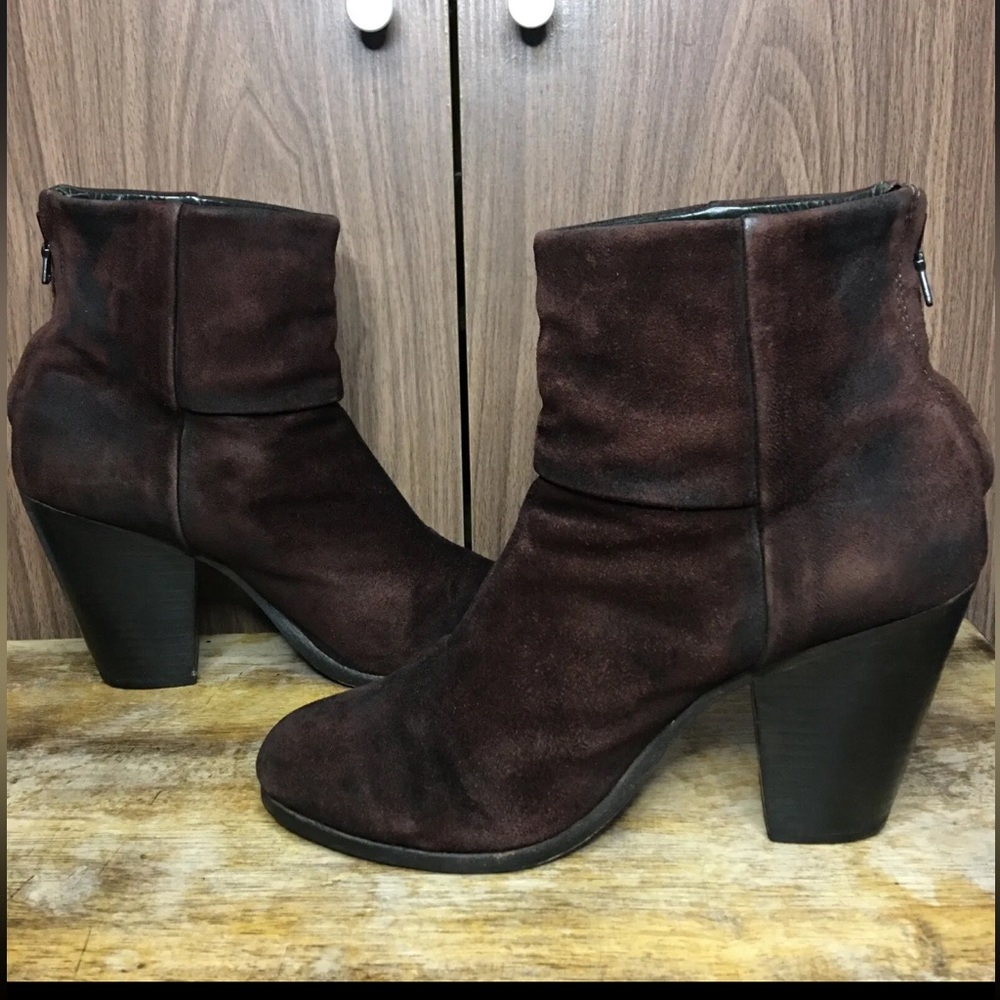 RAG & BONE MAROON NEWBURY SUEDE BOOTIES SIZE 38